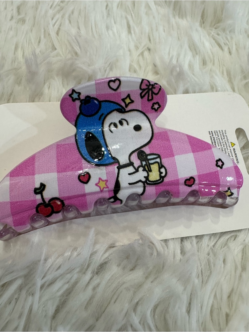 Pink Snoopy Checkered blueberry Hair Claw Clip